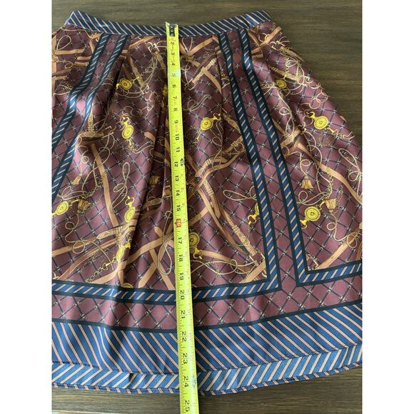 TALBOTS Satin Skirt Pleated Equestrian Status Print - Picture 7 of 7